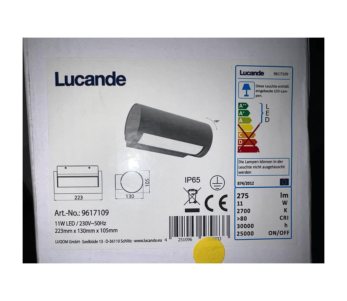 Lucande Lucande - LED Venkovní nástěnné svítidlo BOHDAN LED/11W/230V IP65 