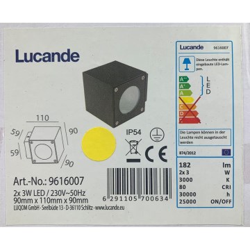 Lucande - LED Venkovní nástěnné svítidlo JARNO 2xLED/3W/230V IP54