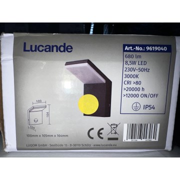 Lucande - LED Venkovní nástěnné svítidlo se senzorem NEVIO LED/8,5W/230V IP54