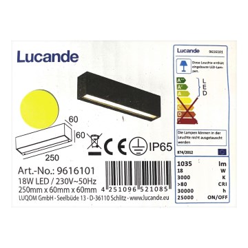 Lucande - LED Venkovní nástěnné svítidlo TILDE LED/18W/230V IP65