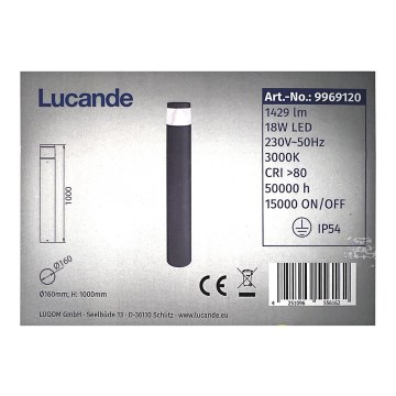 Lucande - LED Venkovní sloupkové svítidlo DARJA LED/18W/230V IP54