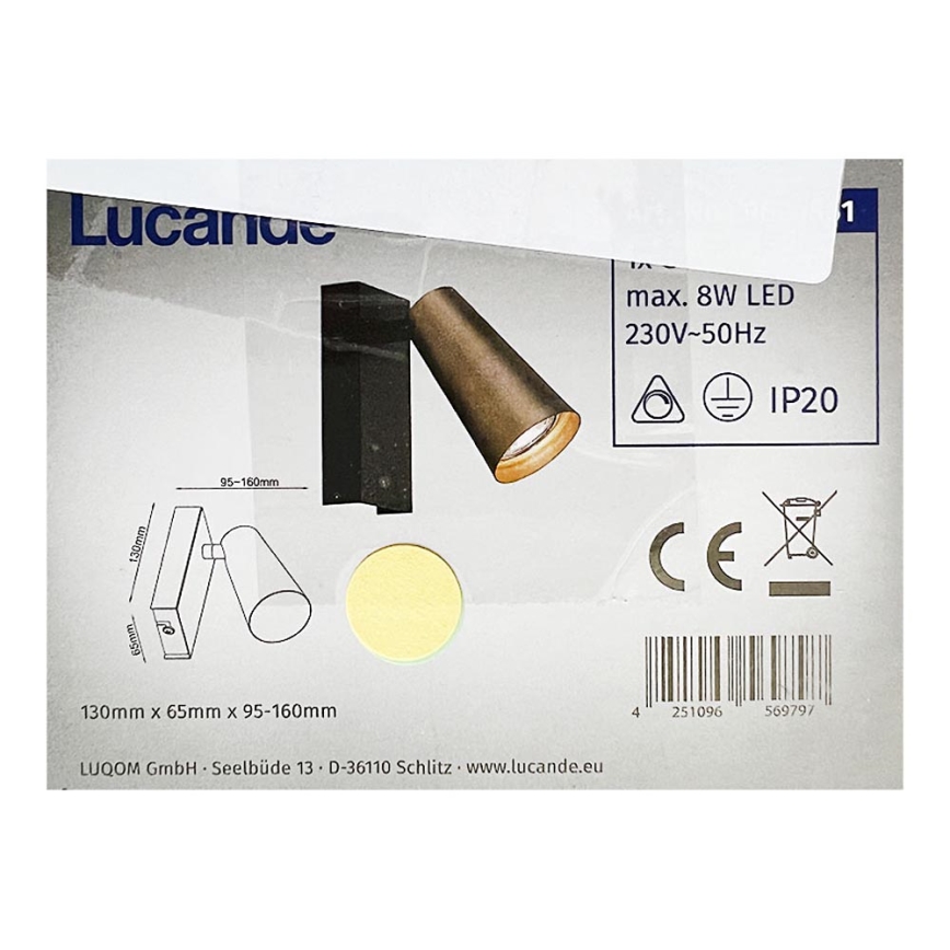 Lucande - Nástěnná lampa ANGELINA 1xGU10/8W/230V
