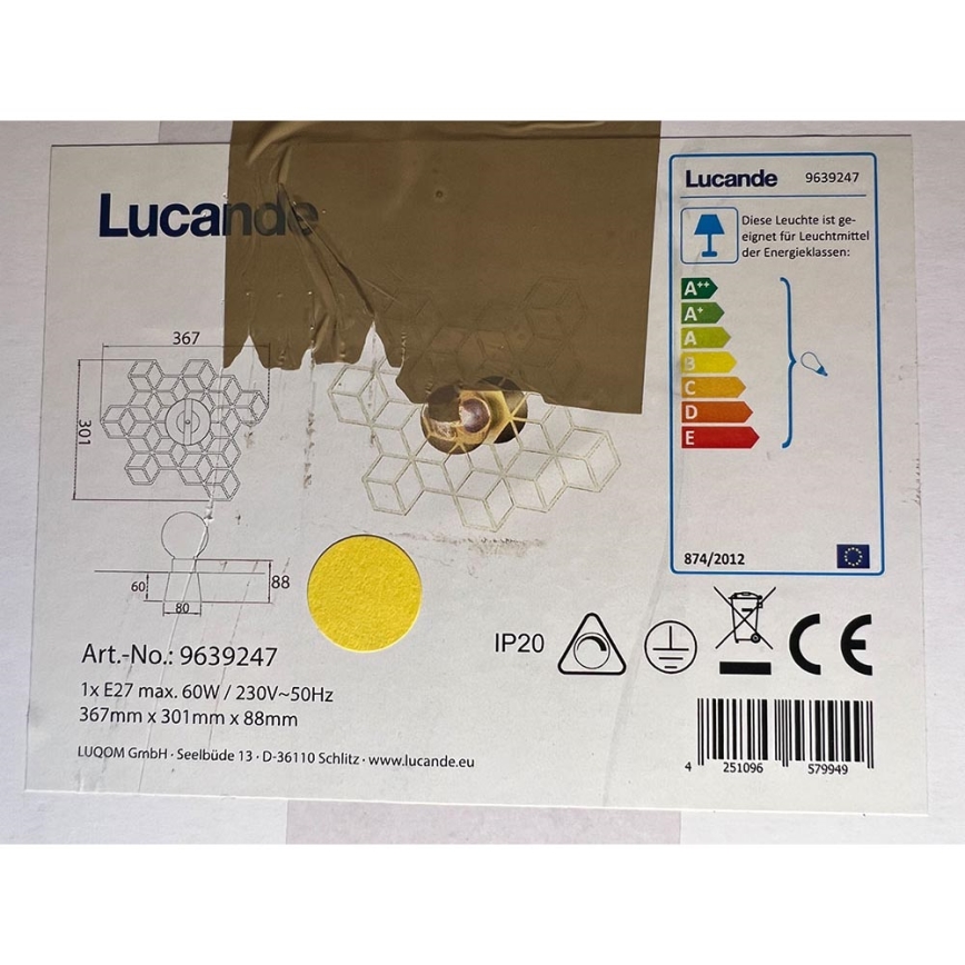 Lucande - Nástěnné svítidlo ALEXARU 1xE27/60W/230V