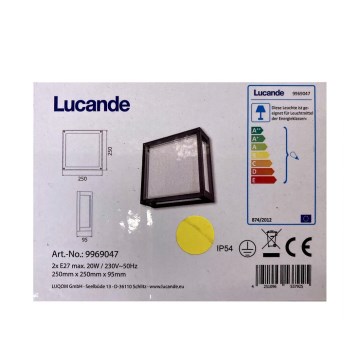 Lucande - Venkovní nástěnné svítidlo AURELIEN 2xE27/20W/230V IP54