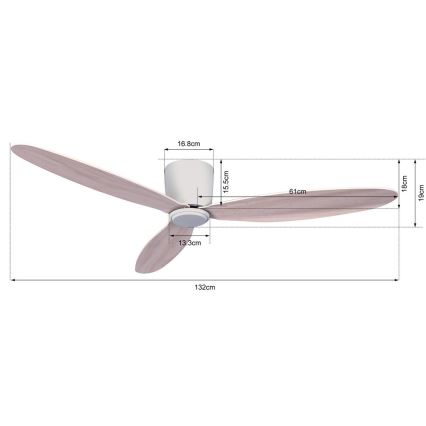 Lucci air 210518 - Stropní ventilátor AIRFUSION RADAR bílá/dřevo pr. 132 cm + dálkové ovládání