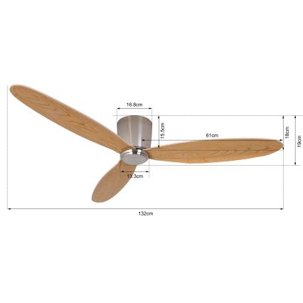 Lucci air 210519 - Stropní ventilátor AIRFUSION RADAR lesklý chrom/dřevo pr. 132 cm + dálkové ovládání