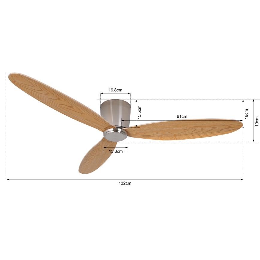Lucci air 210519 - Stropní ventilátor AIRFUSION RADAR lesklý chrom/dřevo pr. 132 cm + dálkové ovládání
