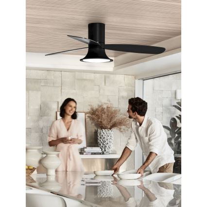 Lucci Air 210662 - LED Stmívatelný stropní ventilátor FLUSSO 1xGX53/18W/230V dřevo/černá pr. 132 cm + dálkové ovládání