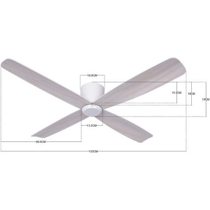 Lucci air 210986 - Stropní ventilátor FRASER bílá/dřevo pr. 132 cm + dálkové ovládání
