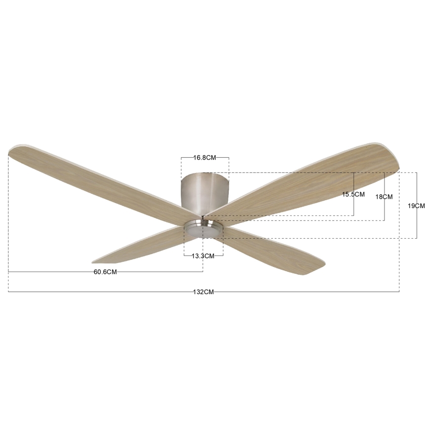 Lucci air 210987 - Stropní ventilátor FRASER matný chrom/dřevo + dálkové ovládání