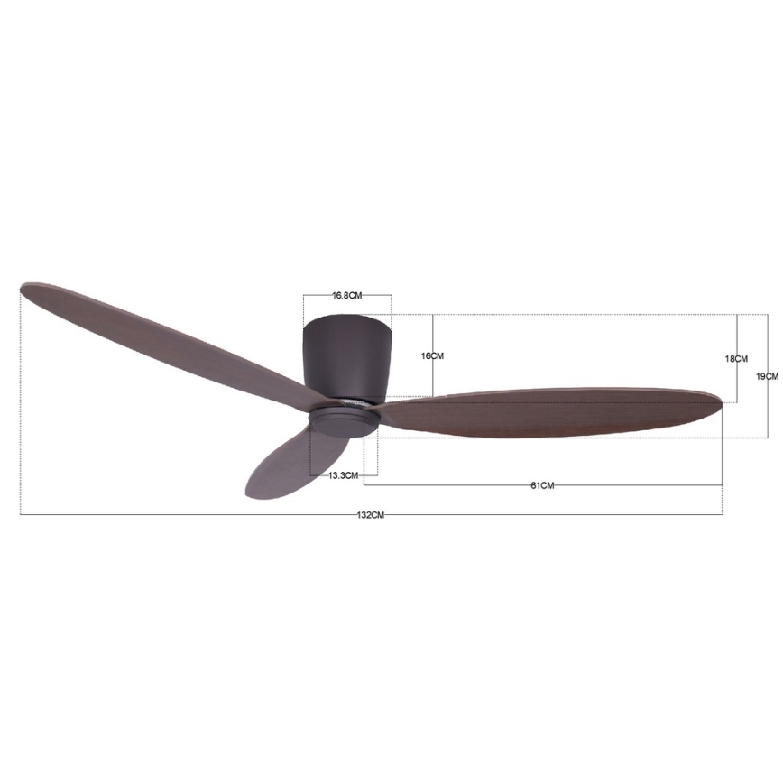 Lucci air 212883 - Stropní ventilátor AIRFUSION RADAR dřevo/hnědá pr. 132 cm + dálkové ovládání