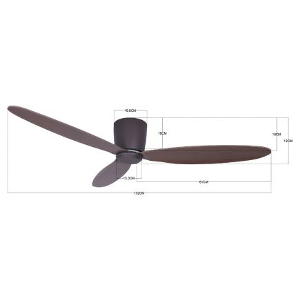 Lucci air 212883 - Stropní ventilátor AIRFUSION RADAR dřevo/hnědá pr. 132 cm + dálkové ovládání