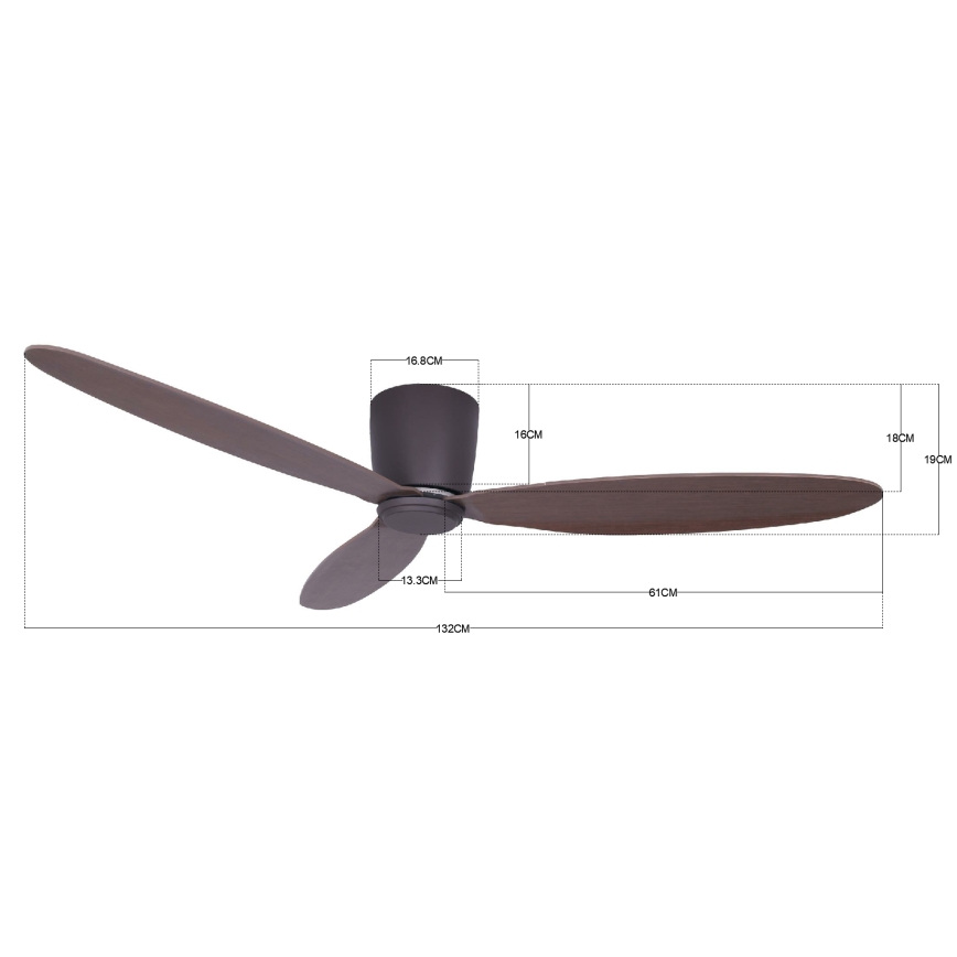 Lucci air 212883 - Stropní ventilátor AIRFUSION RADAR dřevo/hnědá pr. 132 cm + dálkové ovládání
