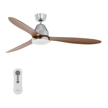 Lucci air 213045 - LED Stropní ventilátor WHITEHAVEN GX53/17W/230V lesklý chrom/hnědá + dálkové ovládání