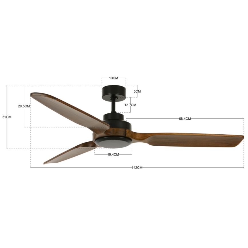 Lucci air 213051 - Stropní ventilátor SHOALHAVEN černá/hnědá pr. 142 cm