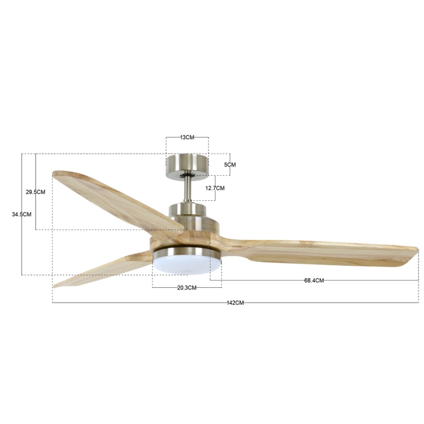Lucci air 213053 - LED Stropní ventilátor SHOALHAVEN GX53/17W/230V pavlovnie/matný chrom + dálkové ovládání