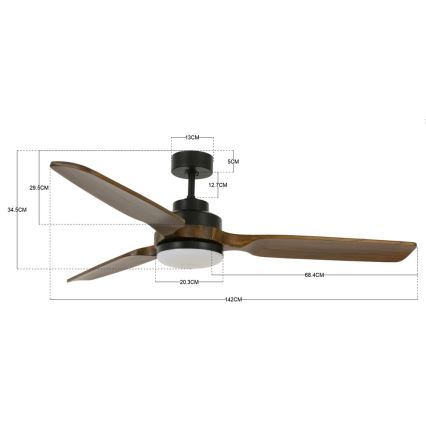 Lucci air 213054 - LED Stropní ventilátor SHOALHAVEN GX53/17W/230V černá/pavlovnie + dálkové ovládání