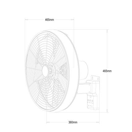 Lucci air 213124 - Nástěnný ventilátor BREEZE 55W/230V černá + dálkové ovládání