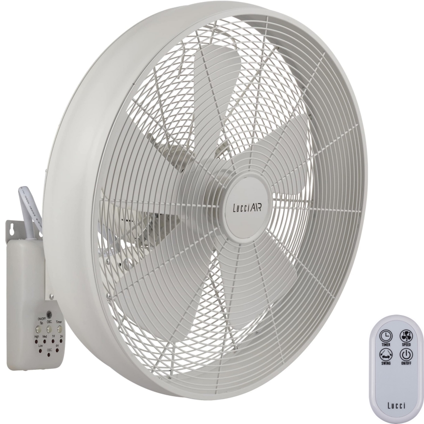 Lucci Air 213128EU - Nástěnný ventilátor BREEZE 55W/230V bílá + dálkové ovládání