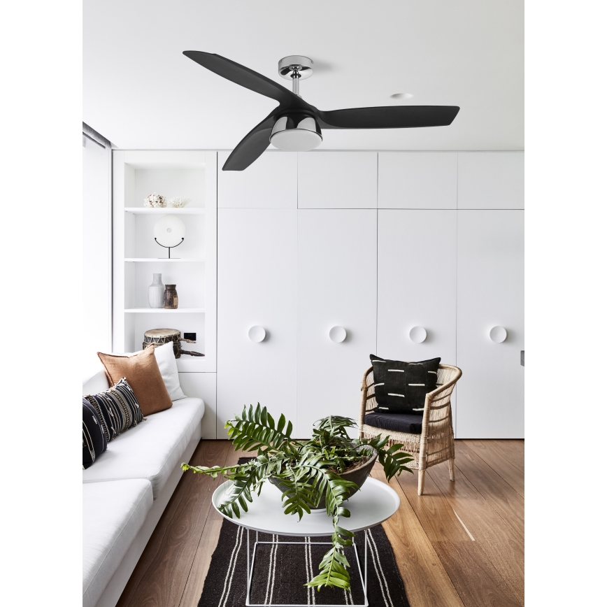 Lucci air 513072 - LED Stmívatelný stropní ventilátor BRONX LED/18W/230V 3000/4000/6000K černá/lesklý chrom + dálkové ovládání