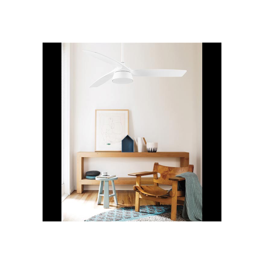 Lucci Air 513073 - LED Stmívatelný stropní ventilátor BRONX LED/18W/230V 3000/4000/6000K pr. 132 cm bílá + dálkové ovládání