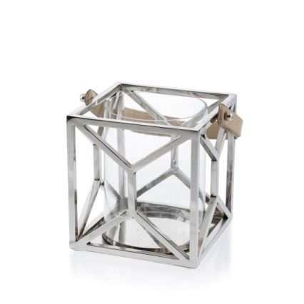 Lucerna LAMPION 21 cm lesklý chrom/hnědá