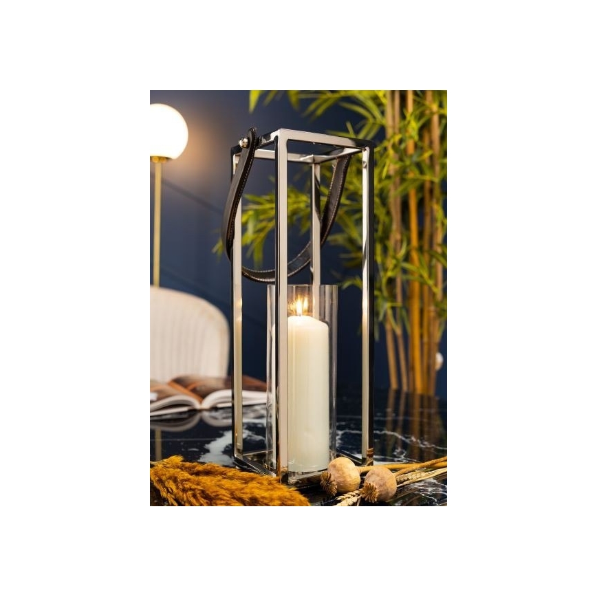 Lucerna LAMPION 46 cm lesklý chrom/černá