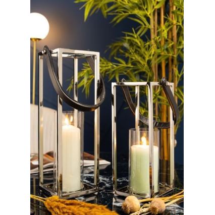 Lucerna LAMPION 46 cm lesklý chrom/černá