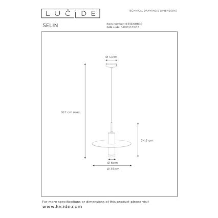 Lucide 03322/01/30 - Lustr na lanku SELIN 1xGU10/35W/230V černá