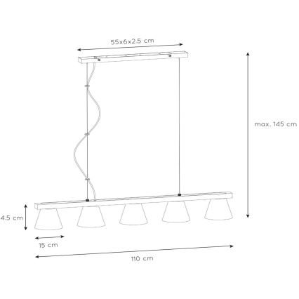 Lucide 03413/05/41 - Závěsné svítidlo POSSIO 5xE14/40W/230V