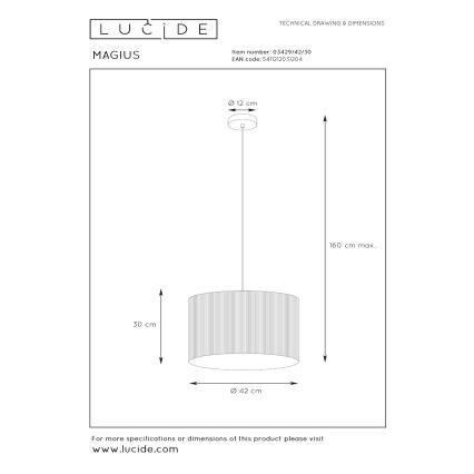 Lucide 03429/42/30 - Lustr na lanku MAGIUS 1xE27/40W/230V