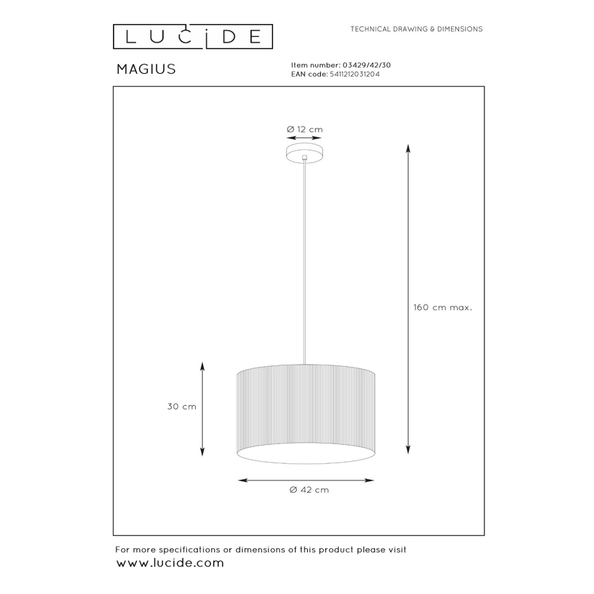 Lucide 03429/42/30 - Lustr na lanku MAGIUS 1xE27/40W/230V