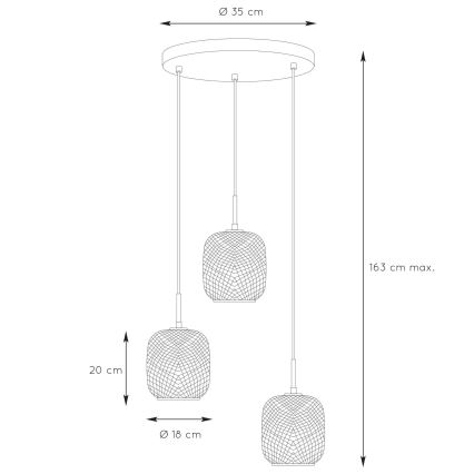 Lucide 03433/03/02 - Lustr na lanku AGATHA 3xE27/40W/230V