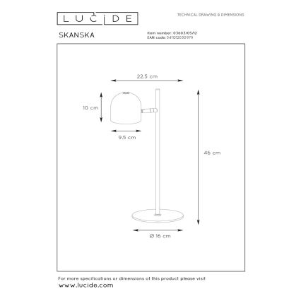 Lucide 03603/05/12- LED Stmívatelná stolní lampa SKANSKA LED/7W/230V matný chrom