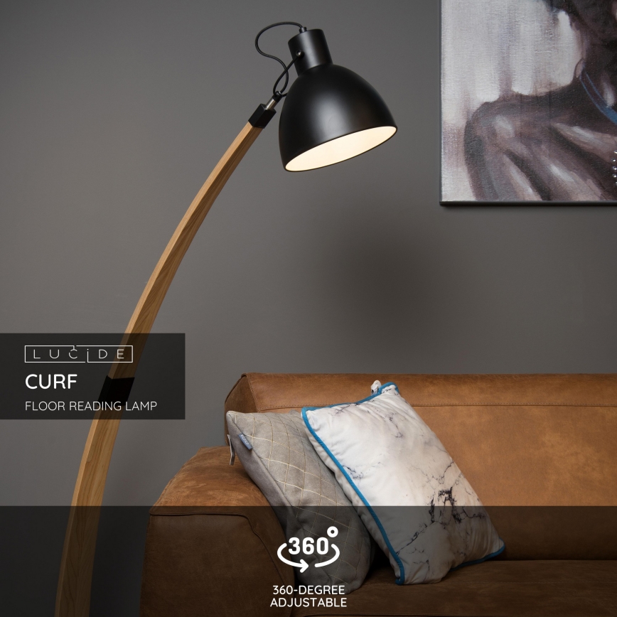 Lucide 03713/01/30 - Stojací lampa CURF 1xE27/60W/230V černá