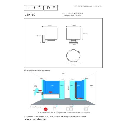 Lucide 04204/01/30 - Koupelnové nástěnné svítidlo JENNO 1xG9/33W/230V IP44