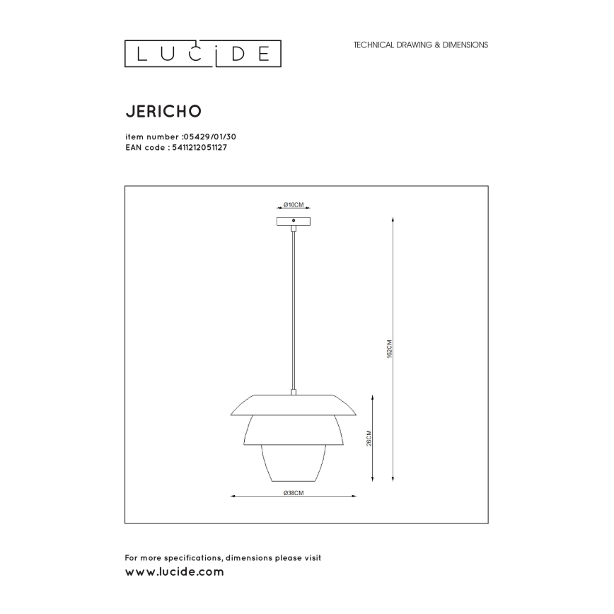 Lucide 05429/01/30 - Lustr na lanku JERICHO 1xE27/40W/230V