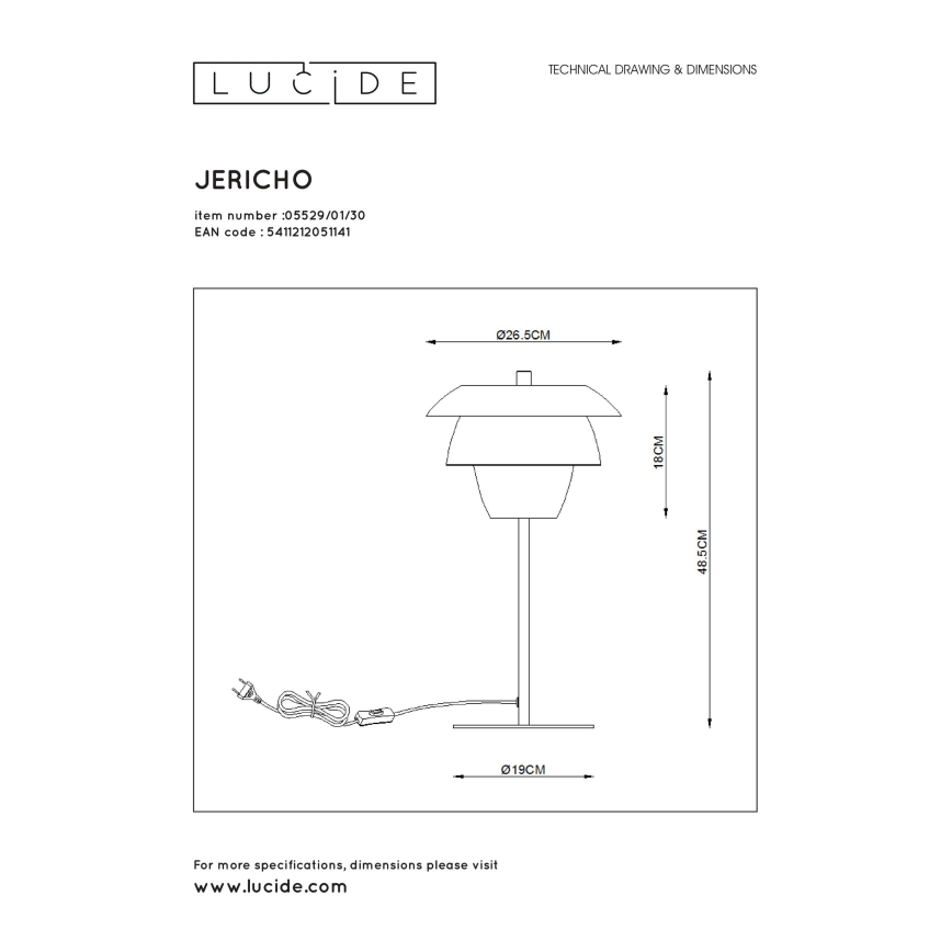 Lucide 05529/01/30 - Stolní lampa JERICHO 1xE14/25W/230V