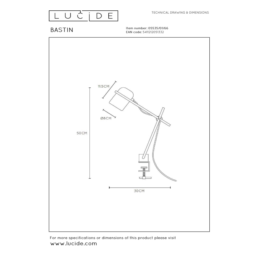 Lucide 05535/01/66 - Dětská stolní lampa s klipem BASTIN 1xE14/25W/230V růžová