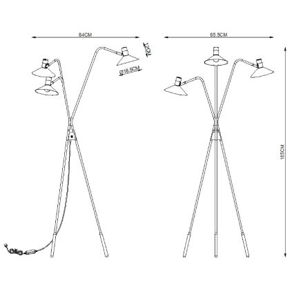 Lucide 05728/03/30 - Stojací lampa PEPIJN 3xE14/40W/230V