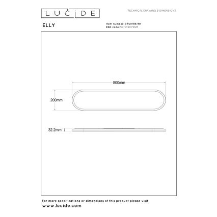 Lucide 07121/36/30 - LED Stmívatelné stropní svítidlo ELLY LED/36W/230V 2700/3300/4000K 20x80 cm