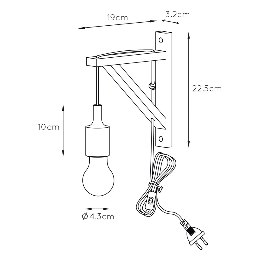 Lucide 08208/01/30 - Nástěnné svítidlo FIX WALL 1xE27/60W/230V černá