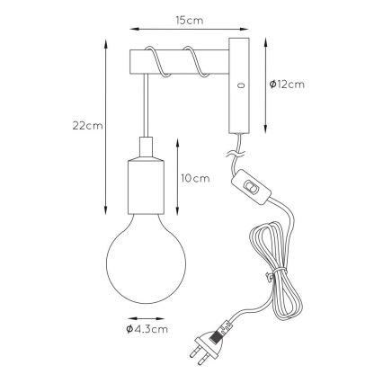 Lucide 08227/01/35 - Nástěnné svítidlo PAULIEN 1xE27/60W/230V