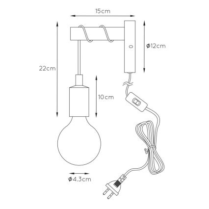 Lucide 08227/01/66 - Nástěnné svítidlo PAULIEN 1xE27/60W/230V