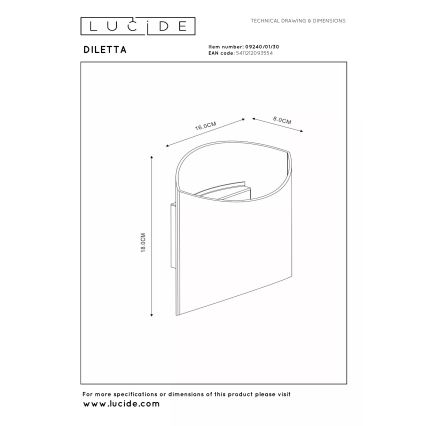 Lucide 09240/01/30 - Nástěnné svítidlo DILETTA 1xG9/40W/230V černá