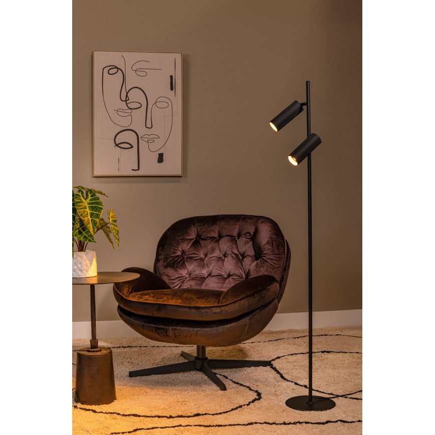 Lucide 09739/02/30 - Stojací lampa CLUBS 2xGU10/40W/230V černá