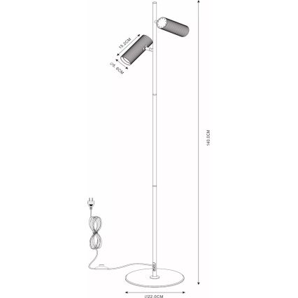 Lucide 09739/02/30 - Stojací lampa CLUBS 2xGU10/40W/230V černá