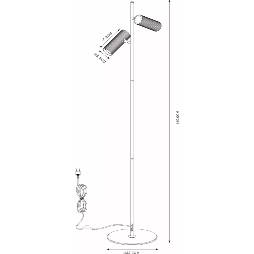 Lucide 09739/02/30 - Stojací lampa CLUBS 2xGU10/40W/230V černá
