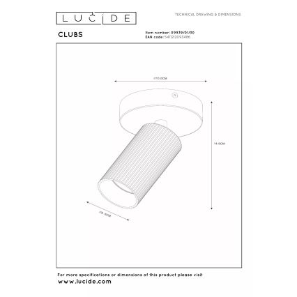 Lucide 09939/01/30 - Nástěnné bodové svítidlo CLUBS 1xGU10/40W/230V černá