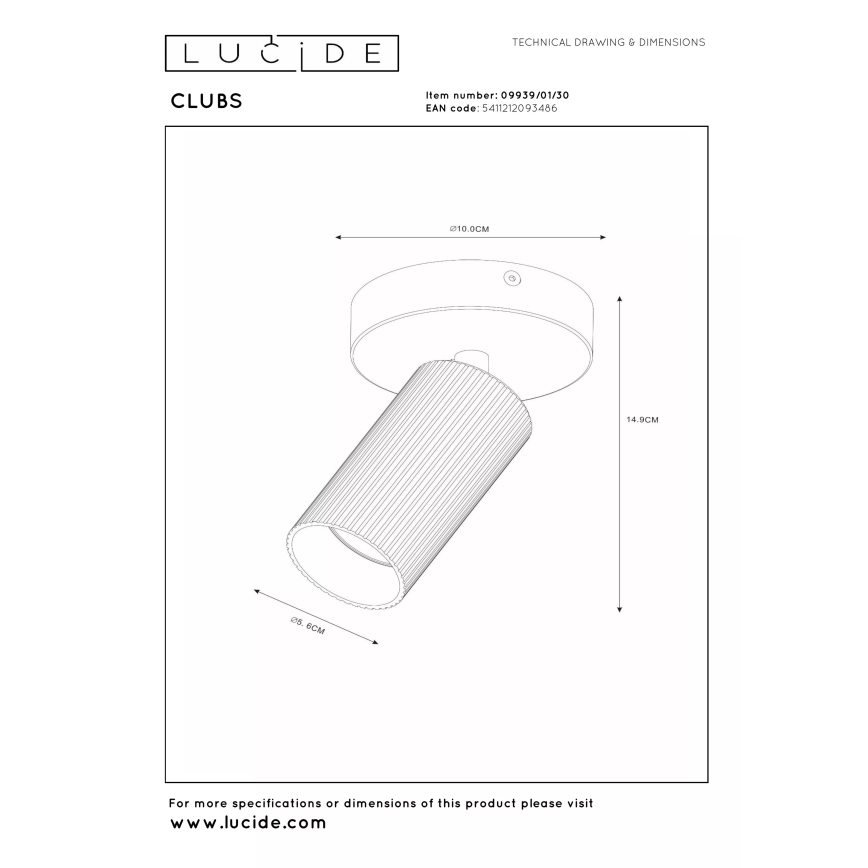 Lucide 09939/01/30 - Nástěnné bodové svítidlo CLUBS 1xGU10/40W/230V černá
